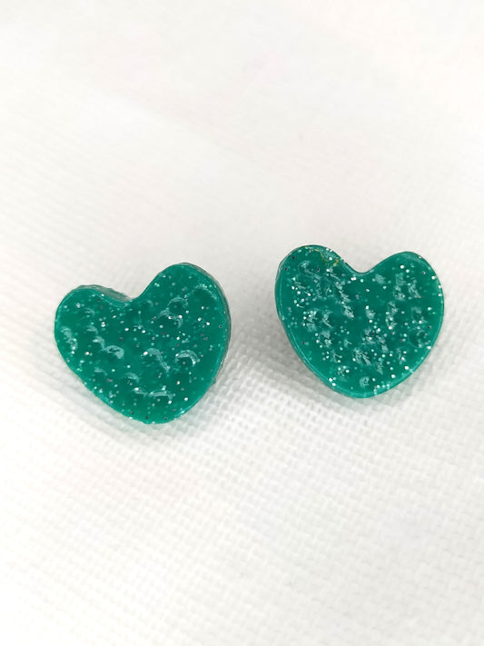 Green Sparkle Hearts